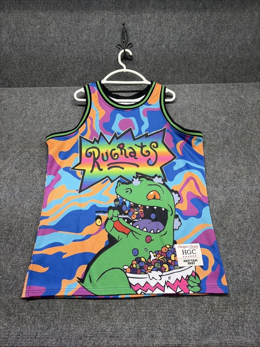 Nickelodeon Rugrats Reptar Basketball Jersey Headgear Classics Men’s Size 2XL